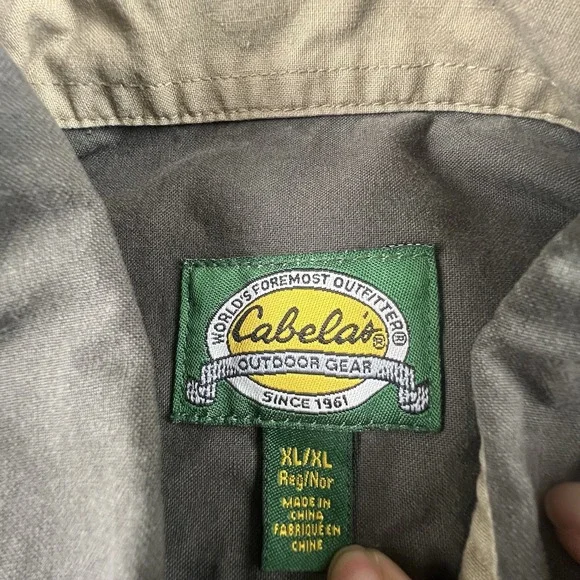 Cabelas Canvas Shooting Shirt Youth XL Hunting Shoulder Pad Green Field Safari - Picture 3 of 13